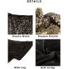 imageEVALESS Women Sequin Pants Sparkly Glitter High Waisted Wide Leg Flare Trousers Bell Bottom Night Out ClubwearGradient Gold Black