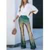 imageEVALESS Women Sequin Pants Sparkly Glitter High Waisted Wide Leg Flare Trousers Bell Bottom Night Out ClubwearGradient Gold Green