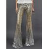imageEVALESS Women Sequin Pants Sparkly Glitter High Waisted Wide Leg Flare Trousers Bell Bottom Night Out ClubwearGradient Gold Silver
