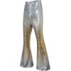 imageEVALESS Women Sequin Pants Sparkly Glitter High Waisted Wide Leg Flare Trousers Bell Bottom Night Out ClubwearGradient Gold Silver