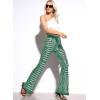 imageEVALESS Women Sequin Pants Sparkly Glitter High Waisted Wide Leg Flare Trousers Bell Bottom Night Out ClubwearLight Green