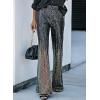 imageEVALESS Women Sequin Pants Sparkly Glitter High Waisted Wide Leg Flare Trousers Bell Bottom Night Out ClubwearMulticolor