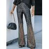 imageEVALESS Women Sequin Pants Sparkly Glitter High Waisted Wide Leg Flare Trousers Bell Bottom Night Out ClubwearMulticolor