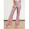 imageEVALESS Women Sequin Pants Sparkly Glitter High Waisted Wide Leg Flare Trousers Bell Bottom Night Out ClubwearPink