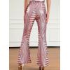 imageEVALESS Women Sequin Pants Sparkly Glitter High Waisted Wide Leg Flare Trousers Bell Bottom Night Out ClubwearPink