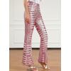 imageEVALESS Women Sequin Pants Sparkly Glitter High Waisted Wide Leg Flare Trousers Bell Bottom Night Out ClubwearPink