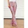 imageEVALESS Women Sequin Pants Sparkly Glitter High Waisted Wide Leg Flare Trousers Bell Bottom Night Out ClubwearPink