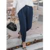 imageEVALESS Womens 2025 Summer Casual Pants Drawstring Elastic High Waisted Work Trousers Joggers Trendy Harem Pants with PocketsB Blue