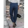 imageEVALESS Womens 2025 Summer Casual Pants Drawstring Elastic High Waisted Work Trousers Joggers Trendy Harem Pants with PocketsB Blue