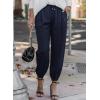 imageEVALESS Womens 2025 Summer Casual Pants Drawstring Elastic High Waisted Work Trousers Joggers Trendy Harem Pants with PocketsB Blue01