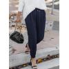 imageEVALESS Womens 2025 Summer Casual Pants Drawstring Elastic High Waisted Work Trousers Joggers Trendy Harem Pants with PocketsB Blue01