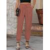 imageEVALESS Womens 2025 Summer Casual Pants Drawstring Elastic High Waisted Work Trousers Joggers Trendy Harem Pants with PocketsB Brown