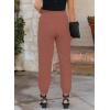 imageEVALESS Womens 2025 Summer Casual Pants Drawstring Elastic High Waisted Work Trousers Joggers Trendy Harem Pants with PocketsB Brown