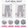 imageEVALESS Womens 2025 Summer Casual Pants Drawstring Elastic High Waisted Work Trousers Joggers Trendy Harem Pants with PocketsB Gray