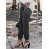 imageEVALESS Womens 2025 Summer Casual Pants Drawstring Elastic High Waisted Work Trousers Joggers Trendy Harem Pants with PocketsB Gray01