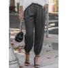 imageEVALESS Womens 2025 Summer Casual Pants Drawstring Elastic High Waisted Work Trousers Joggers Trendy Harem Pants with PocketsB Gray01