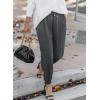 imageEVALESS Womens 2025 Summer Casual Pants Drawstring Elastic High Waisted Work Trousers Joggers Trendy Harem Pants with PocketsB Gray01