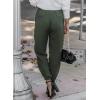 imageEVALESS Womens 2025 Summer Casual Pants Drawstring Elastic High Waisted Work Trousers Joggers Trendy Harem Pants with PocketsB Green