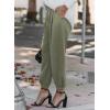 imageEVALESS Womens 2025 Summer Casual Pants Drawstring Elastic High Waisted Work Trousers Joggers Trendy Harem Pants with PocketsB Green01