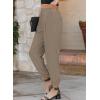 imageEVALESS Womens 2025 Summer Casual Pants Drawstring Elastic High Waisted Work Trousers Joggers Trendy Harem Pants with PocketsB Khaki