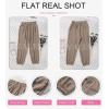 imageEVALESS Womens 2025 Summer Casual Pants Drawstring Elastic High Waisted Work Trousers Joggers Trendy Harem Pants with PocketsB Khaki