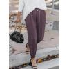 imageEVALESS Womens 2025 Summer Casual Pants Drawstring Elastic High Waisted Work Trousers Joggers Trendy Harem Pants with PocketsB Purple