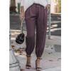 imageEVALESS Womens 2025 Summer Casual Pants Drawstring Elastic High Waisted Work Trousers Joggers Trendy Harem Pants with PocketsB Purple