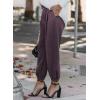 imageEVALESS Womens 2025 Summer Casual Pants Drawstring Elastic High Waisted Work Trousers Joggers Trendy Harem Pants with PocketsB Purple