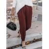 imageEVALESS Womens 2025 Summer Casual Pants Drawstring Elastic High Waisted Work Trousers Joggers Trendy Harem Pants with PocketsB Red