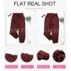imageEVALESS Womens 2025 Summer Casual Pants Drawstring Elastic High Waisted Work Trousers Joggers Trendy Harem Pants with PocketsB Red