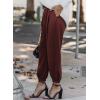 imageEVALESS Womens 2025 Summer Casual Pants Drawstring Elastic High Waisted Work Trousers Joggers Trendy Harem Pants with PocketsB Red