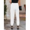 imageEVALESS Womens 2025 Summer Casual Pants Drawstring Elastic High Waisted Work Trousers Joggers Trendy Harem Pants with PocketsB White