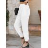 imageEVALESS Womens 2025 Summer Casual Pants Drawstring Elastic High Waisted Work Trousers Joggers Trendy Harem Pants with PocketsB White