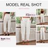 imageEVALESS Womens 2025 Summer Casual Pants Drawstring Elastic High Waisted Work Trousers Joggers Trendy Harem Pants with PocketsB White