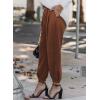 imageEVALESS Womens 2025 Summer Casual Pants Drawstring Elastic High Waisted Work Trousers Joggers Trendy Harem Pants with PocketsC Brown