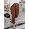 imageEVALESS Womens 2025 Summer Casual Pants Drawstring Elastic High Waisted Work Trousers Joggers Trendy Harem Pants with PocketsC Brown