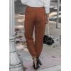 imageEVALESS Womens 2025 Summer Casual Pants Drawstring Elastic High Waisted Work Trousers Joggers Trendy Harem Pants with PocketsC Brown