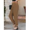 imageEVALESS Womens 2025 Summer Casual Pants Drawstring Elastic High Waisted Work Trousers Joggers Trendy Harem Pants with PocketsC Khaki