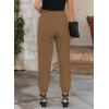 imageEVALESS Womens 2025 Summer Casual Pants Drawstring Elastic High Waisted Work Trousers Joggers Trendy Harem Pants with PocketsC Khaki