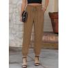 imageEVALESS Womens 2025 Summer Casual Pants Drawstring Elastic High Waisted Work Trousers Joggers Trendy Harem Pants with PocketsC Khaki