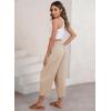 imageEVALESS Womens Summer High Waisted Baggy Pants Casual Ankle Length Trouser Slacks with PocketsApricot
