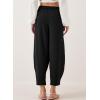 imageEVALESS Womens Summer High Waisted Baggy Pants Casual Ankle Length Trouser Slacks with PocketsBlack
