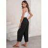 imageEVALESS Womens Summer High Waisted Baggy Pants Casual Ankle Length Trouser Slacks with PocketsBlack