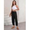 imageEVALESS Womens Summer High Waisted Baggy Pants Casual Ankle Length Trouser Slacks with PocketsBlack