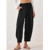 imageEVALESS Womens Summer High Waisted Baggy Pants Casual Ankle Length Trouser Slacks with PocketsBlack