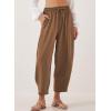 imageEVALESS Womens Summer High Waisted Baggy Pants Casual Ankle Length Trouser Slacks with PocketsChestnut