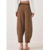 imageEVALESS Womens Summer High Waisted Baggy Pants Casual Ankle Length Trouser Slacks with PocketsChestnut