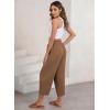 imageEVALESS Womens Summer High Waisted Baggy Pants Casual Ankle Length Trouser Slacks with PocketsChestnut