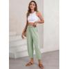 imageEVALESS Womens Summer High Waisted Baggy Pants Casual Ankle Length Trouser Slacks with PocketsClearly Aqua
