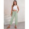 imageEVALESS Womens Summer High Waisted Baggy Pants Casual Ankle Length Trouser Slacks with PocketsClearly Aqua